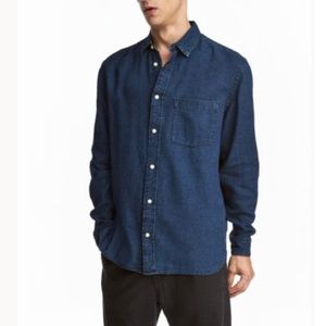 H&M LINEN BLEND DENIM SHIRT - M